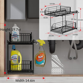 Kitchens and bathrooms stay tidy with a hanging rail for drying towels.