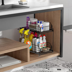 Side hanging rail for damp cloths or spray bottles.