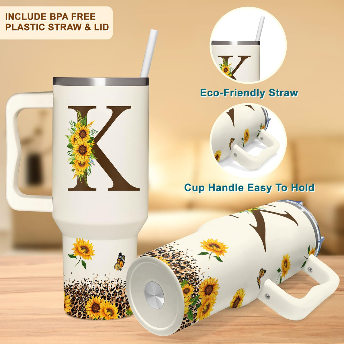 SUFAVN 40oz car-holder friendly tumbler travels easily in vehicles.