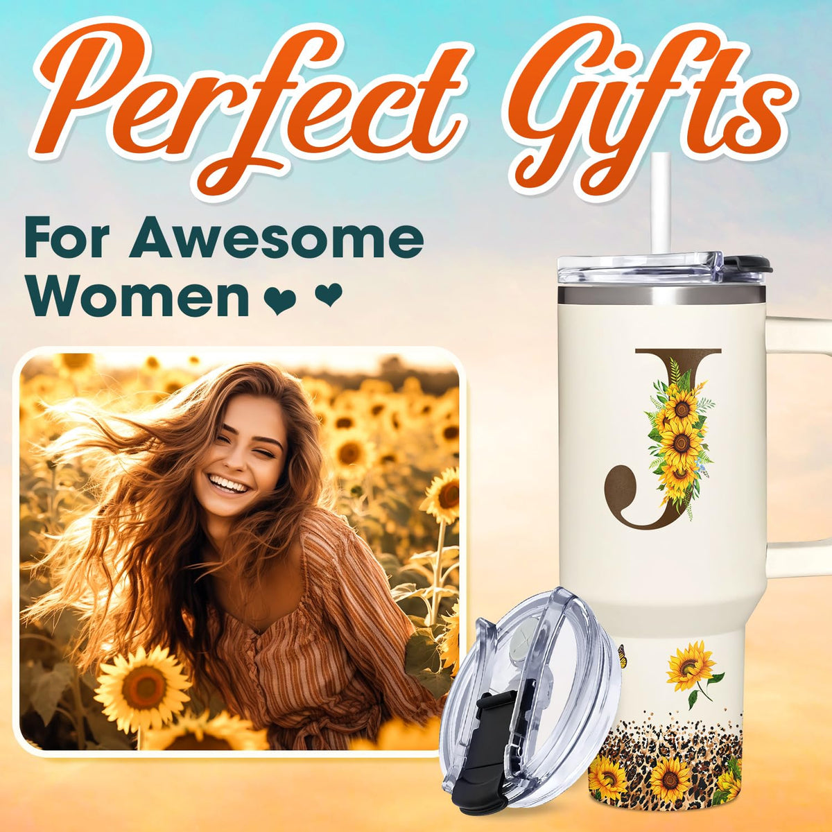 SUFAVN gift-ready sunflower tumbler in an elegant box.