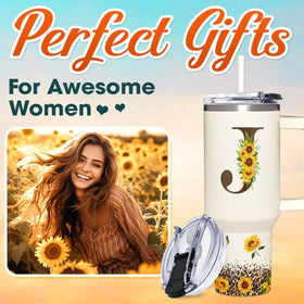 SUFAVN gift-ready sunflower tumbler in an elegant box.