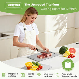 Sufkodu titanium cutting board double-sided design separates raw and cooked foods