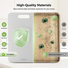 Sufkodu titanium cutting board set 3 double-sided design with raw and cooked zones