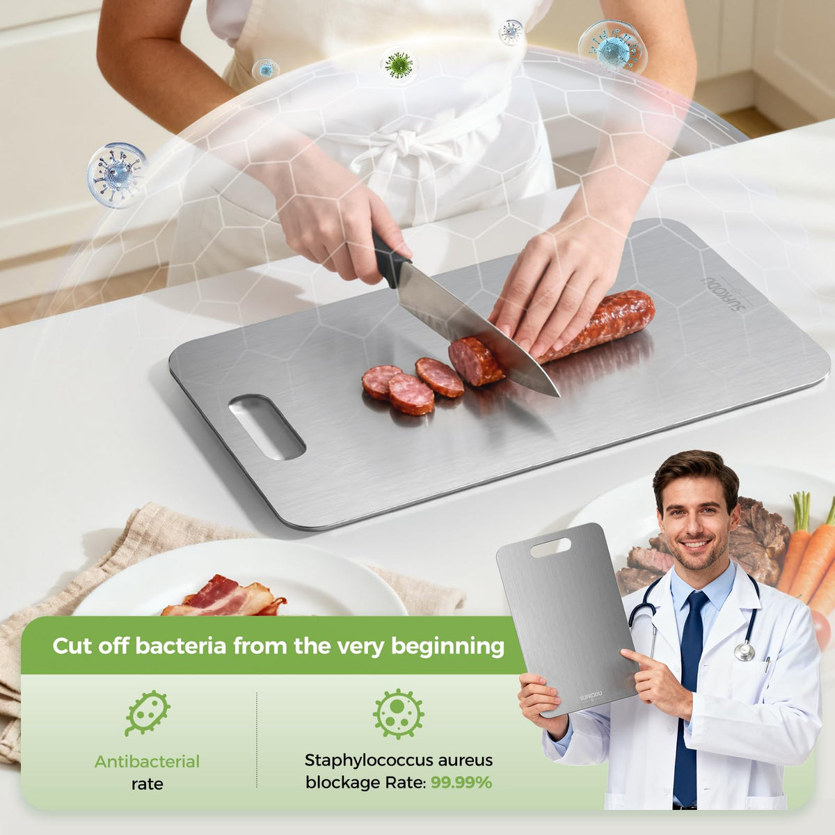 Sufkodu titanium cutting board set 3 premium packaging as gift option
