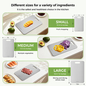 Sufkodu titanium cutting board set 3 smooth surface close-up shows non-porous finish