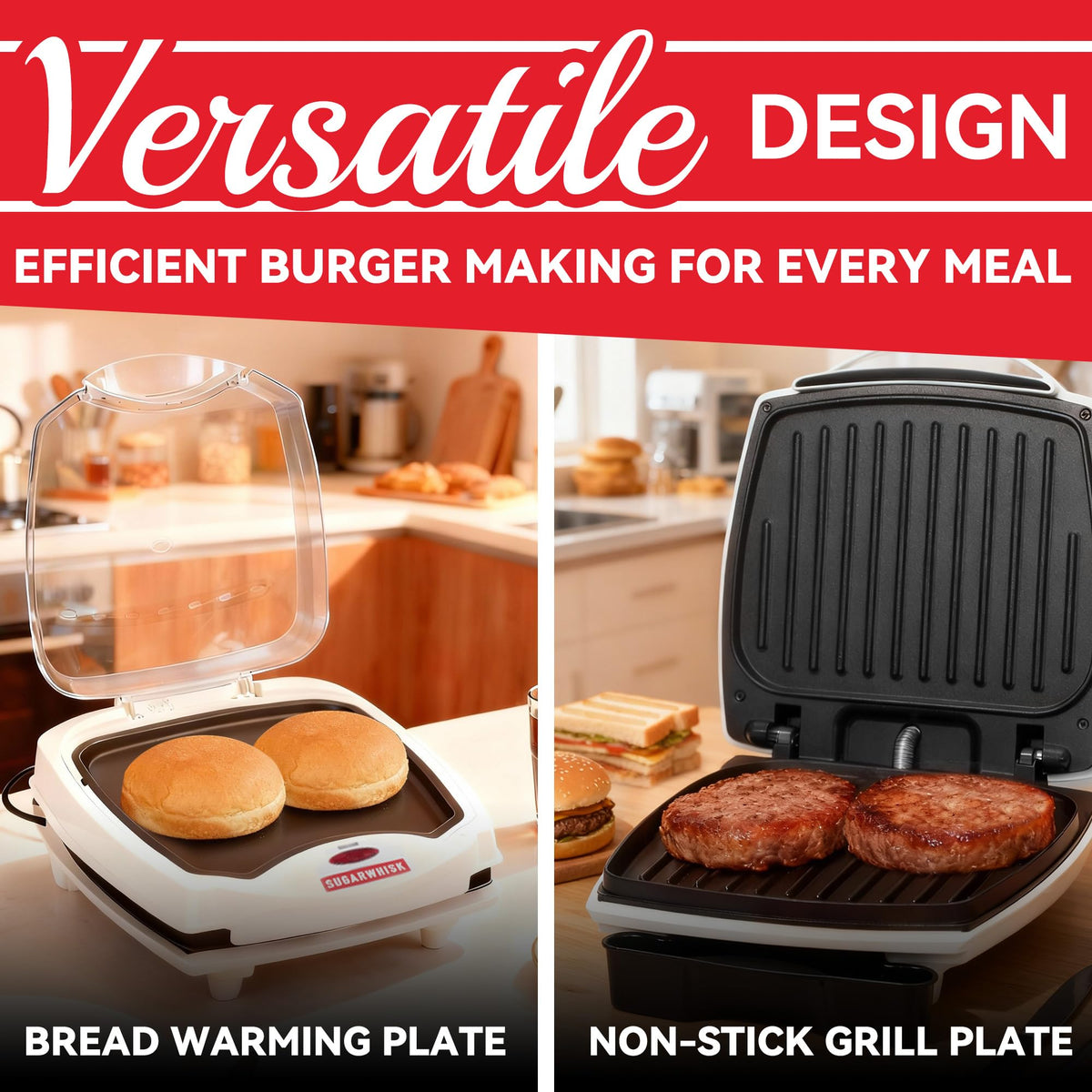 SugarWhisk 2 In 1 sear ridges emphasize professional grill marks and flavor