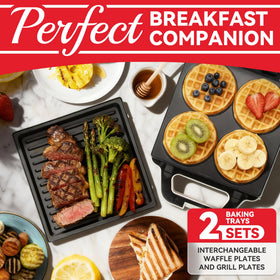 SugarWhisk 4 mini waffles at once, ideal for family breakfasts and snacks.