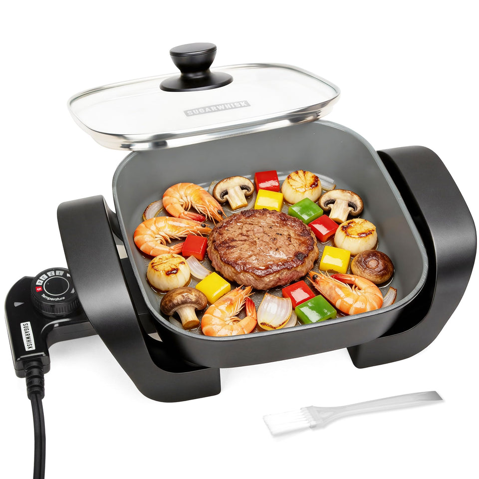 SugarWhisk 8-inch skillet with lid showing even cooking for flavorful results