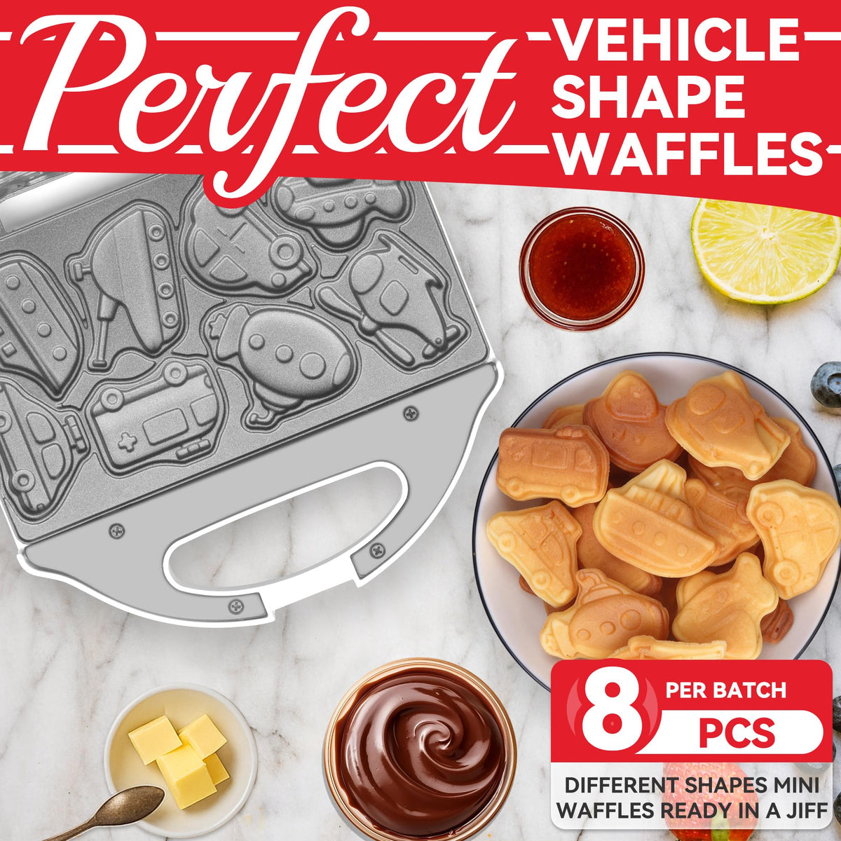SugarWhisk car waffle maker features a cool-touch handle for safe operation.