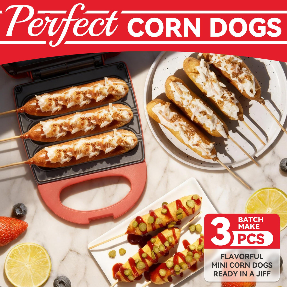 SugarWhisk corn dog maker nonstick coating ensures effortless release.