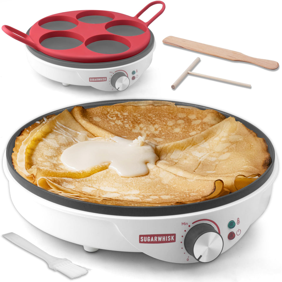 SugarWhisk electric 12-inch crepe maker top view for quick, versatile breakfasts.