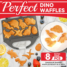 SugarWhisk Dino shapes waffle iron eight variants for playful breakfasts