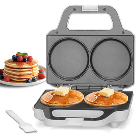 SugarWhisk Double Mini Pancakes Maker top view, compact design for quick, portioned meals.