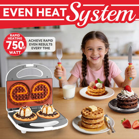 SugarWhisk Double Mini Waffle Maker with dual non-stick surfaces.