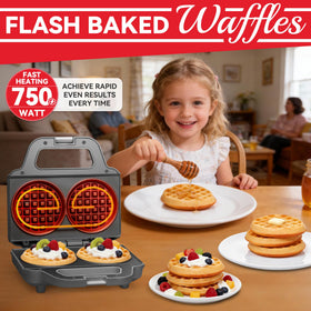 SugarWhisk dual non-stick cooking plates for even browning and easy release.