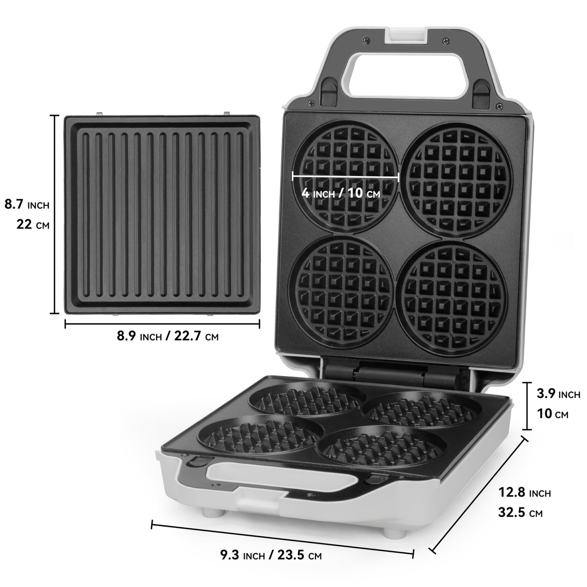 SugarWhisk family-friendly kitchen appliance suited for waffles and sandwiches.