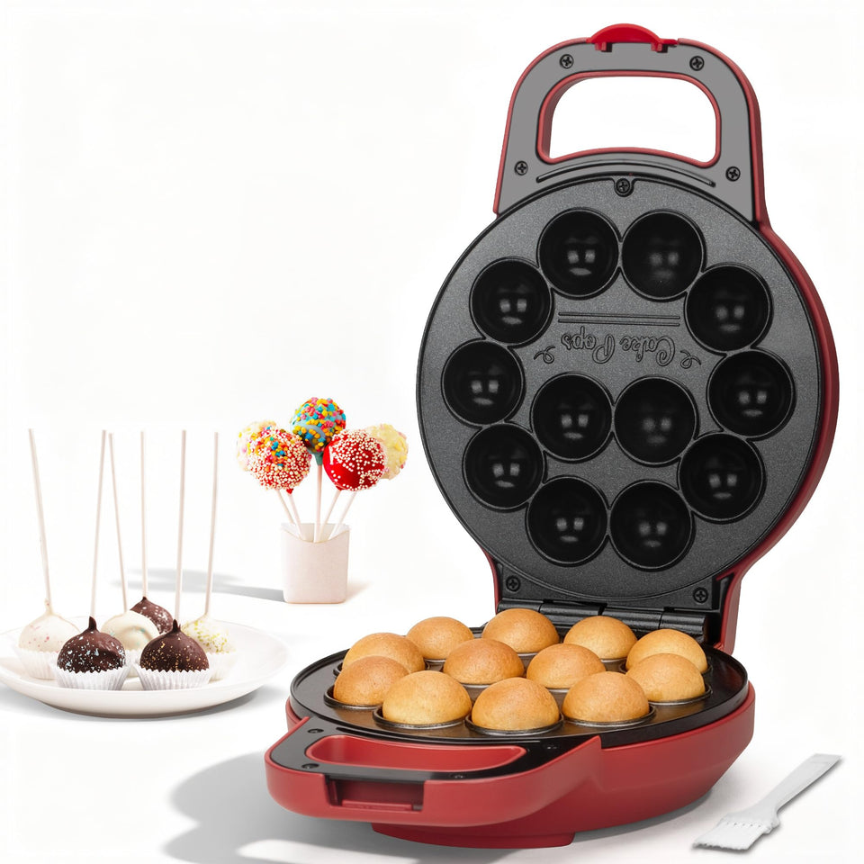 SugarWhisk flip cake pop maker in red ready to bake twelve pops