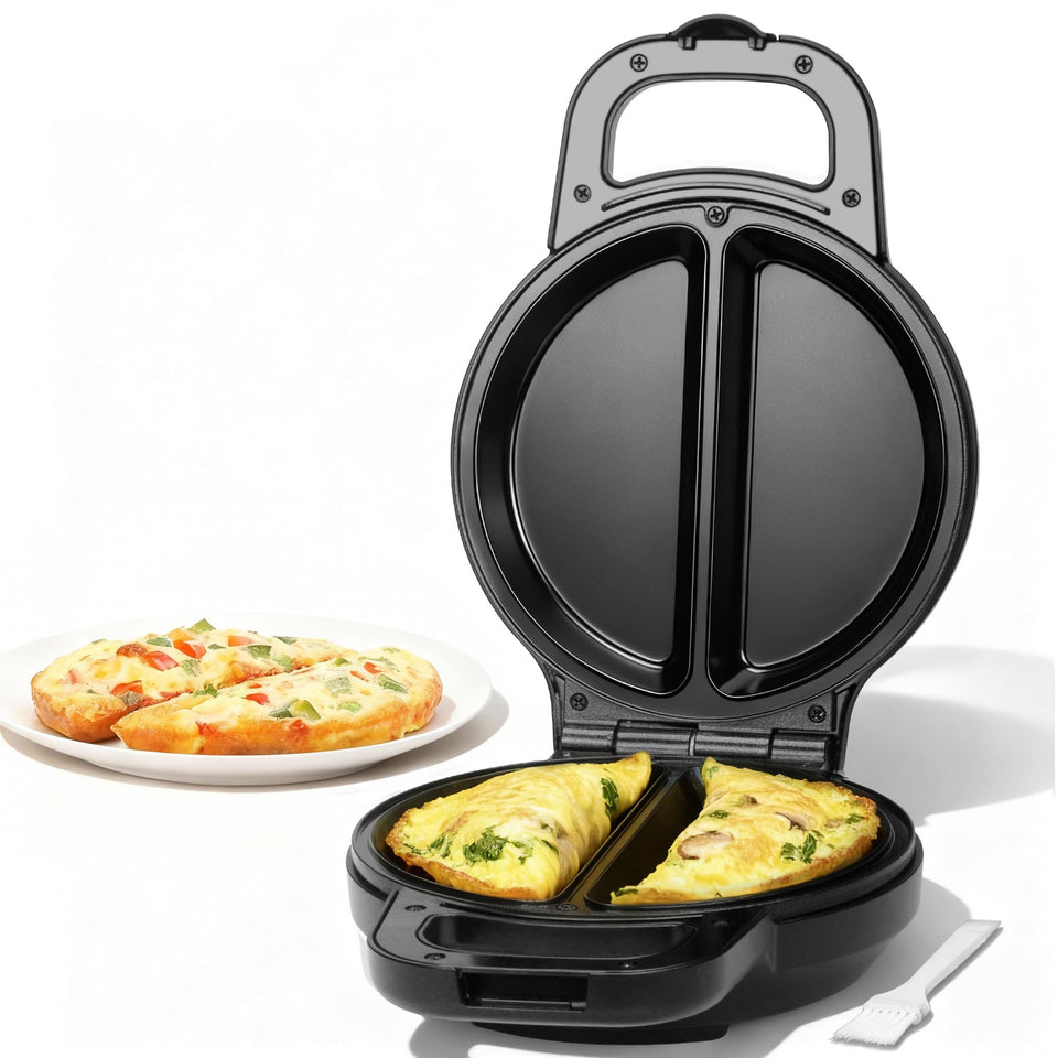 SugarWhisk Flip Omelette Maker's compact, space-saving design keeps breakfasts simple.