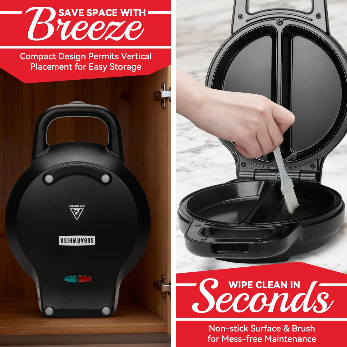 SugarWhisk Flip Omelette Maker prepares two customized servings simultaneously.