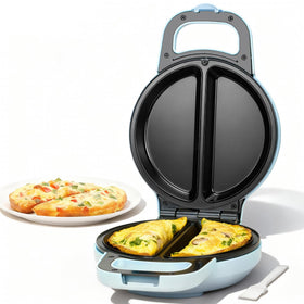 SugarWhisk Flip Omelette Maker with closed lid showing two quick omelets ready.