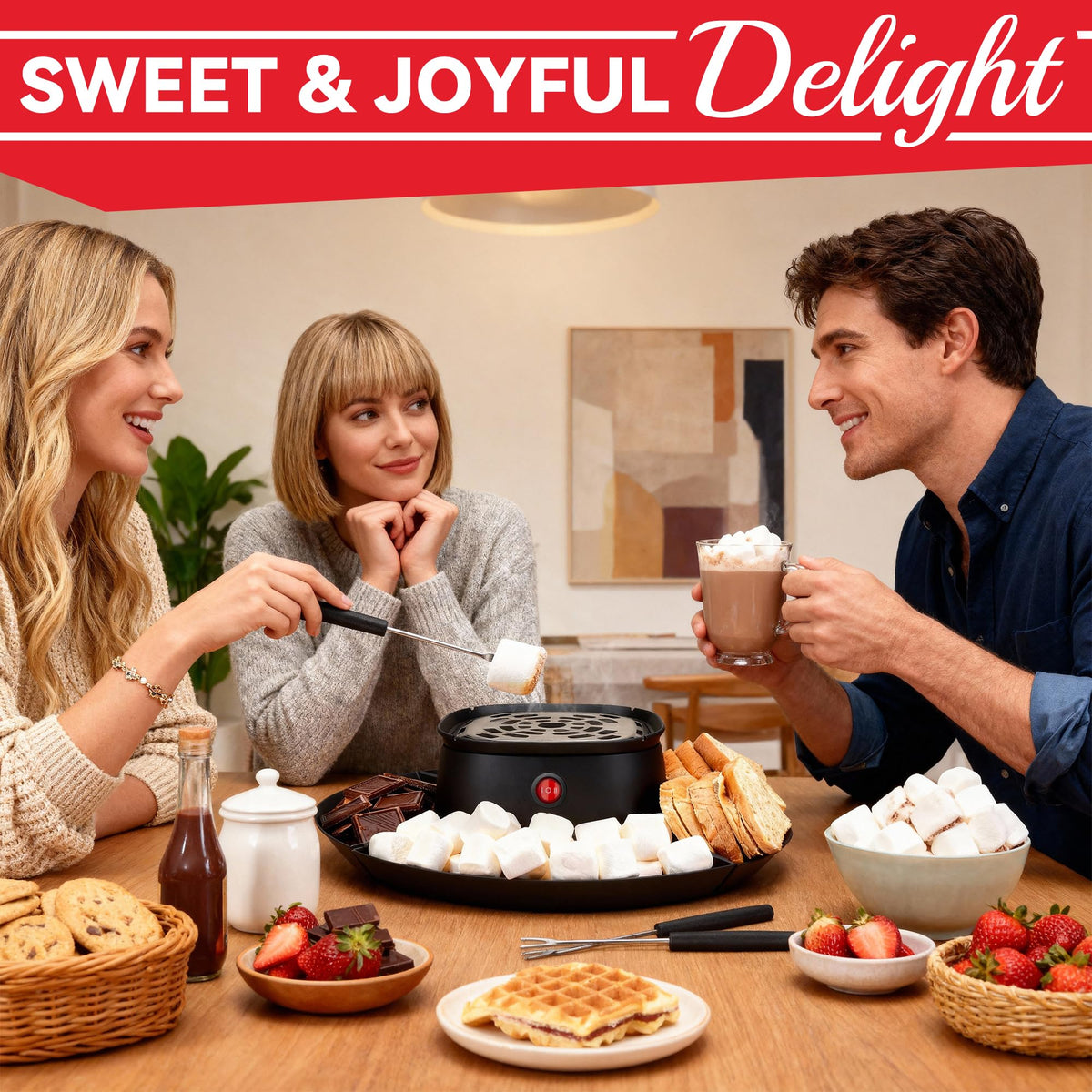 SugarWhisk marshmallow roasting setup for cozy indoor fun