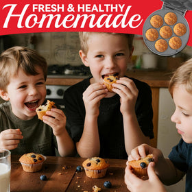 SugarWhisk Mini Cupcake Maker non-stick coating ensures quick release and easy cleanup.