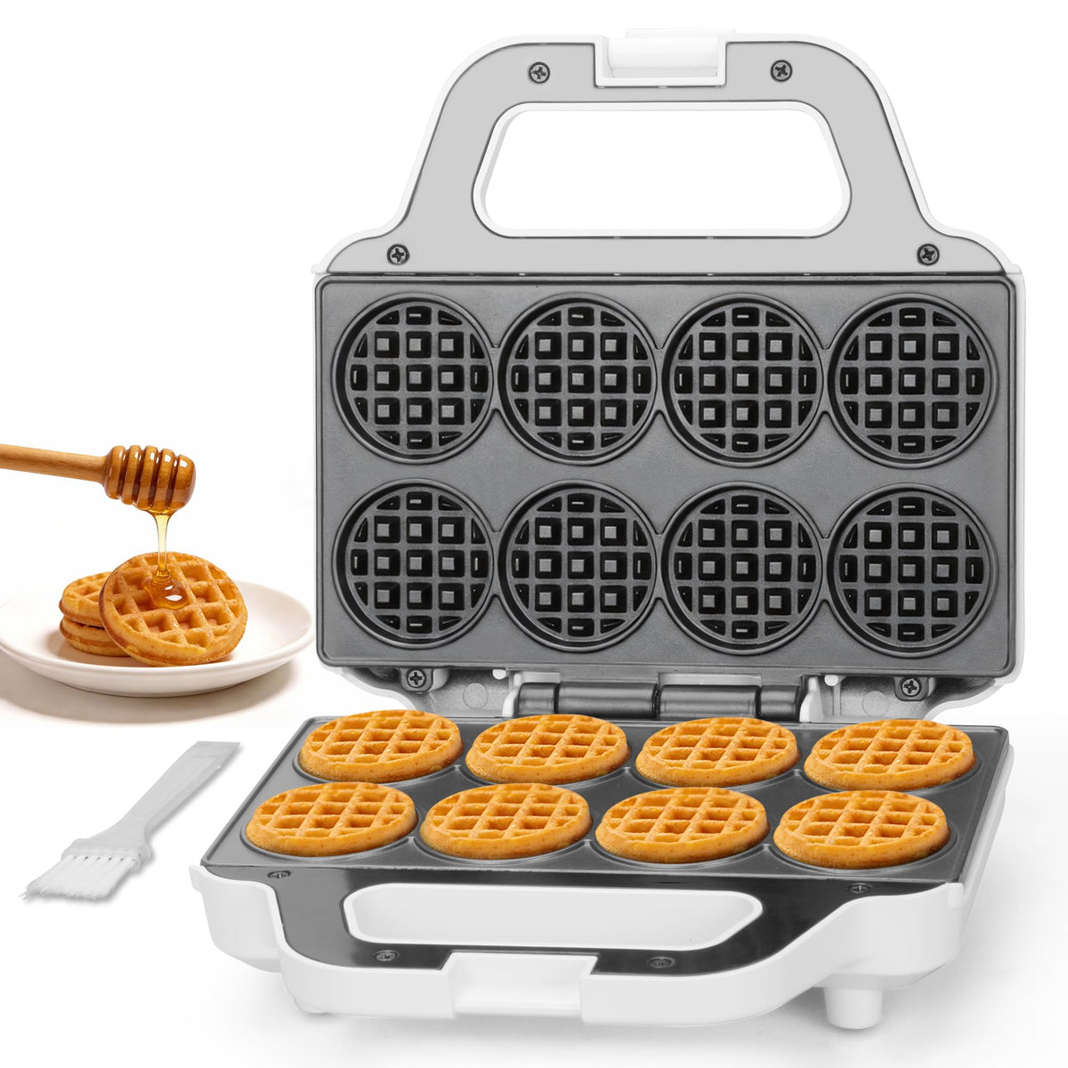 SugarWhisk mini waffle maker top view shows compact design for quick meals