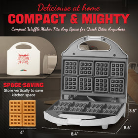 SugarWhisk Square Waffle Maker cool-touch handle for safe lid operation.