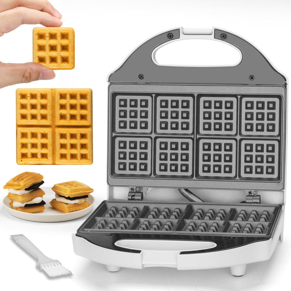 SugarWhisk Square Waffle Maker front view showing a sleek, compact design.