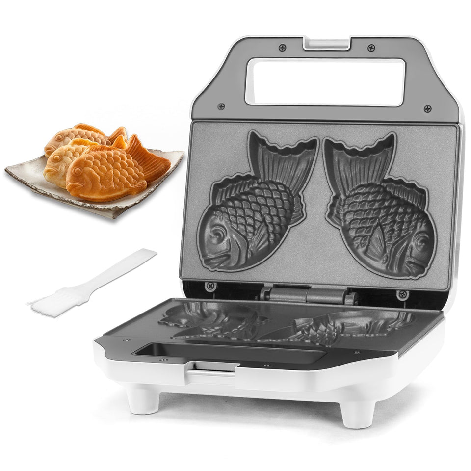 SugarWhisk Taiyaki waffle maker front view, compact design for quick breakfasts
