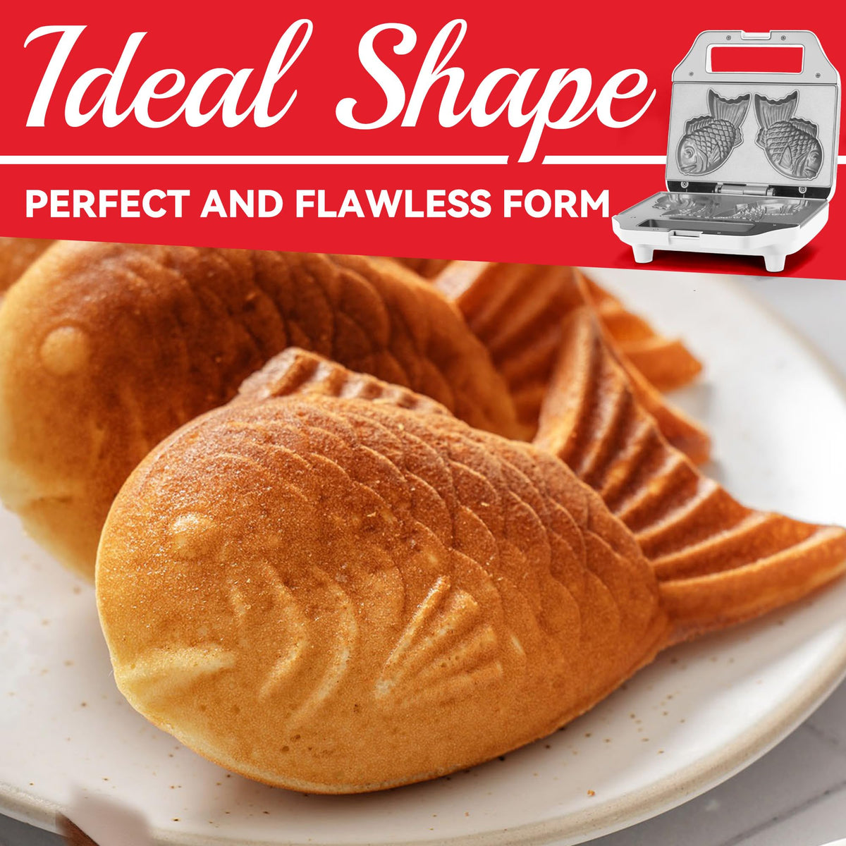 SugarWhisk Taiyaki waffle maker nonstick surface for easy release