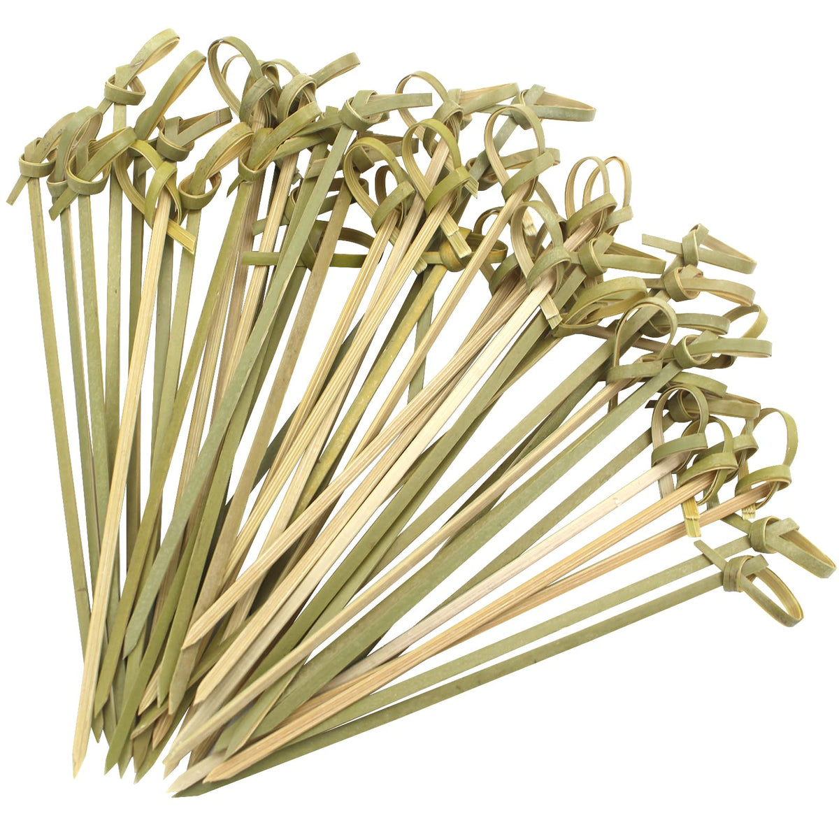 Sugormek bamboo picks with looped knot in nature green for elegant cocktails
