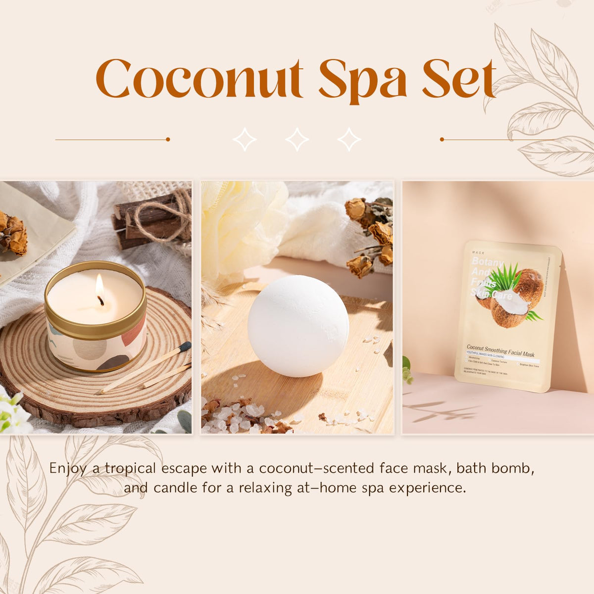 Suhctuptx coconut bath bomb for spa-like soak.