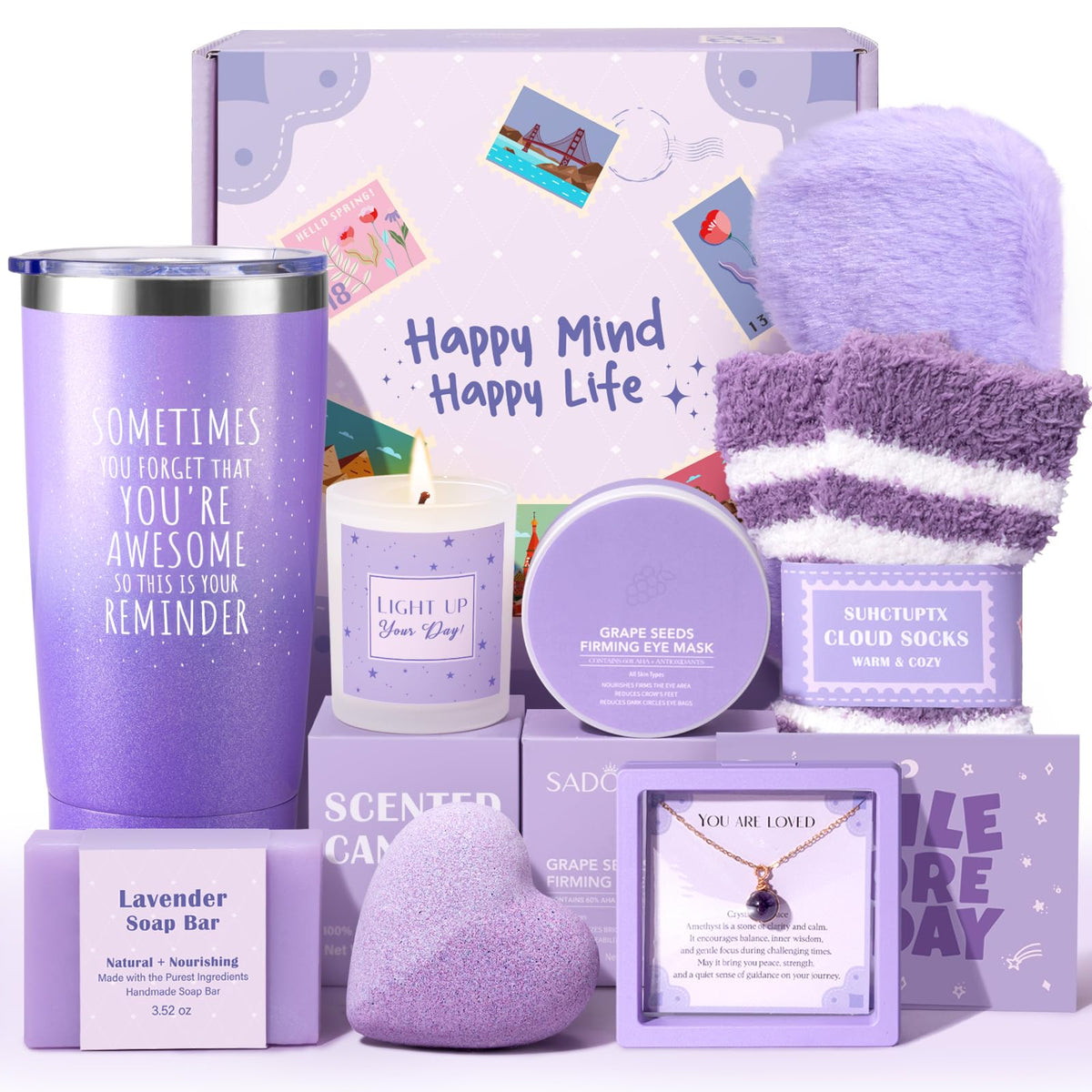 Suhctuptx 20oz travel tumbler in lavender gift set for on-the-go hydration