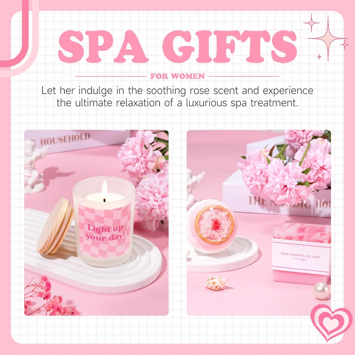 Suhctuptx lavender scented candle creates a calming mood at home.