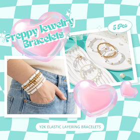 Suhctuptx teengirl clay bead bracelets; stackable style for teen fashion