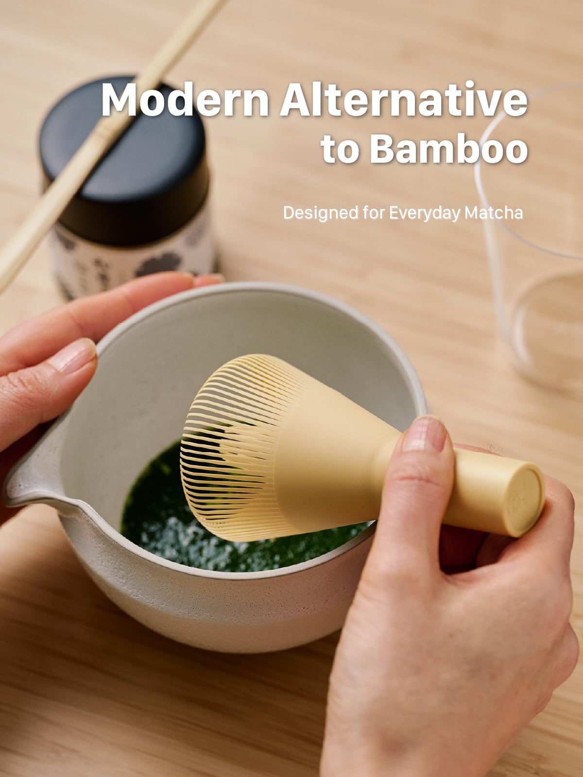 SUITENDO Resin Matcha Whisk durable PP material resists bending.