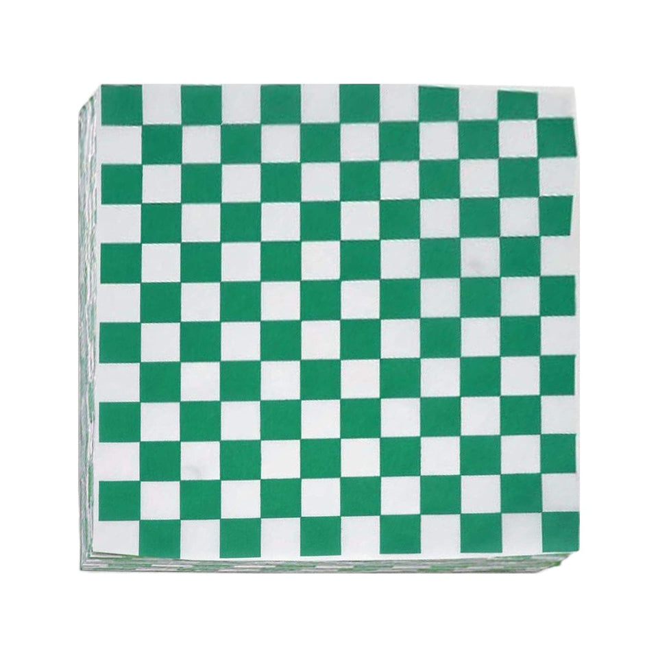 Suiwen green and white checkered deli paper for grease resistance and easy wraps.