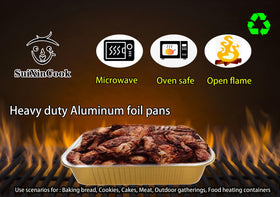 SuiXinCook reusable foil pan with lid ideal for freezer storage and cleanup.