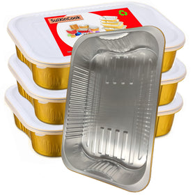 SuiXinCook gold foil pan with lid in 9x13 size for baking and transport.