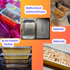 SuiXinCook stackable foil pans with lids save cabinet space.