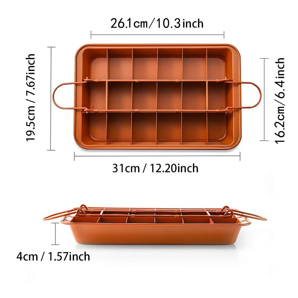 SUJUDE 12x8x1.6-inch brownie pan for even baking.