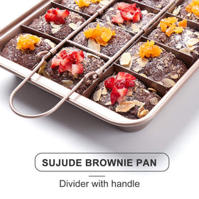 SUJUDE brownie pan showing nonstick coating for easy release