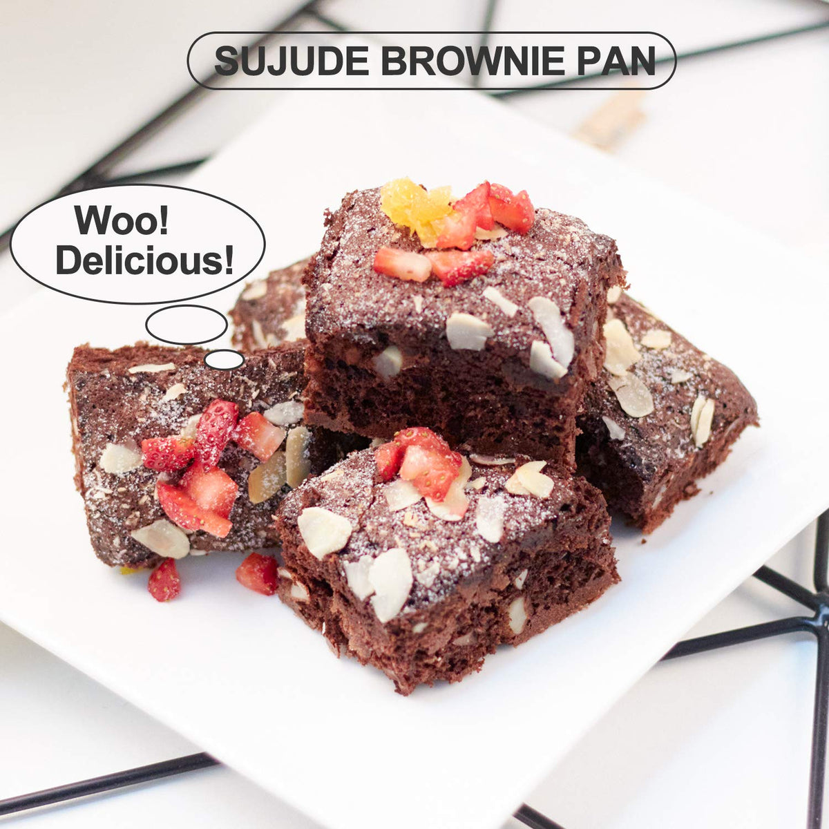 SUJUDE brownie pan used to bake square pizzas and savories