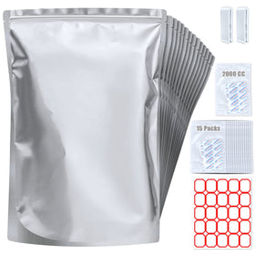 Sukerle 15-pack 5 gallon Mylar bags for bulk dry goods storage.