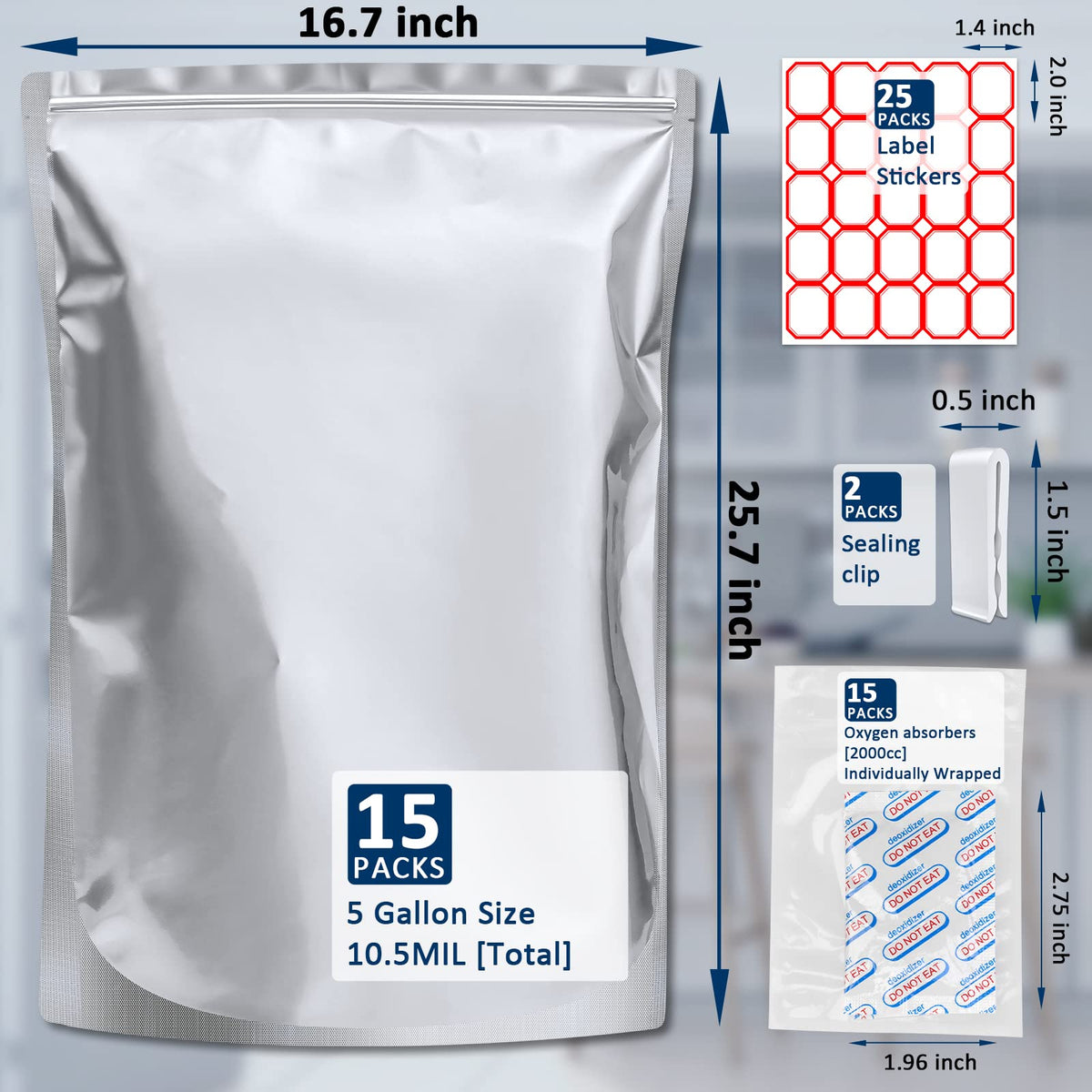 Sukerle 2000cc oxygen absorbers sealed for long-term freshness.