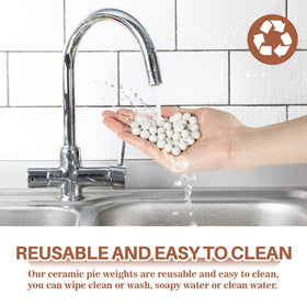 Sukh easy-cleanup pie weights simplify post-bake cleanup.