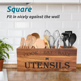 Suli acacia wood utensil holder is durable and built to last for daily use