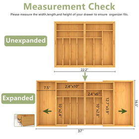 Suli bamboo drawer organizer with layered compartments ideal for forks and spoons