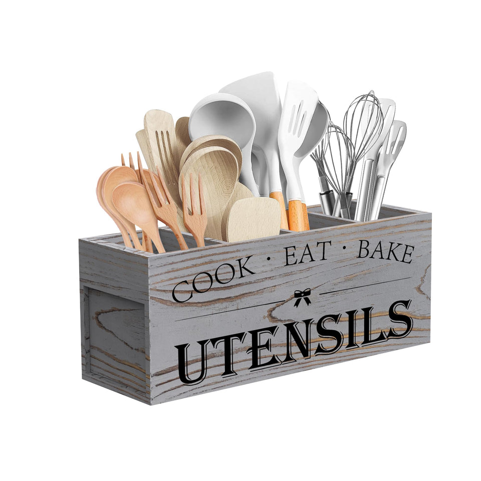 Suli extra-large utensil holder with four compartments keeps counters organized